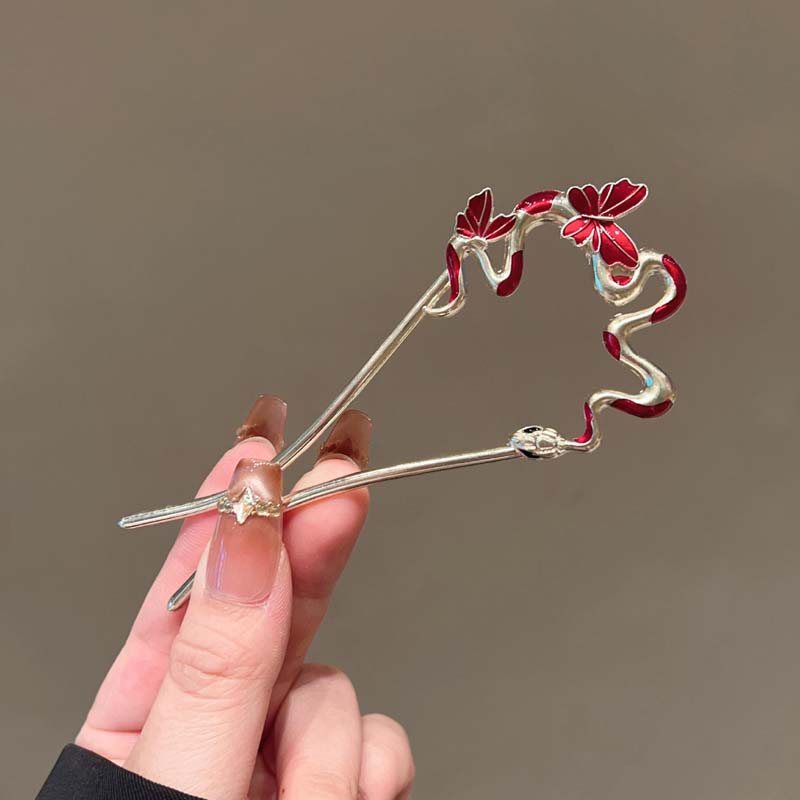 

Drip Oil Spirit Snake Hairpin Highend Niche Women Chinese Style Hairpin Retro Personalized Alloy Trend Braided Hairpin New Model