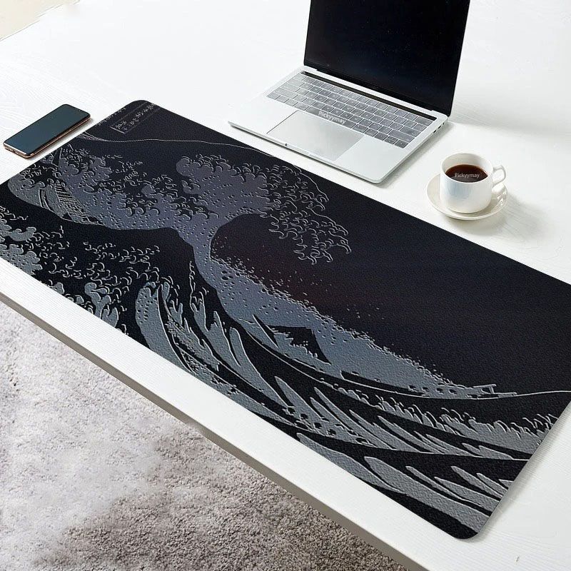 Japanese Great Wave Off Mouse Pad Large Mousepad Keyboards Gamers Deskpad Computer Laptop Keyboard Rubber Stitched Edges Mat