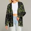 Women's Fashion Long Sleeve Christmas Print V-Neck Button Loose Cardigan Top