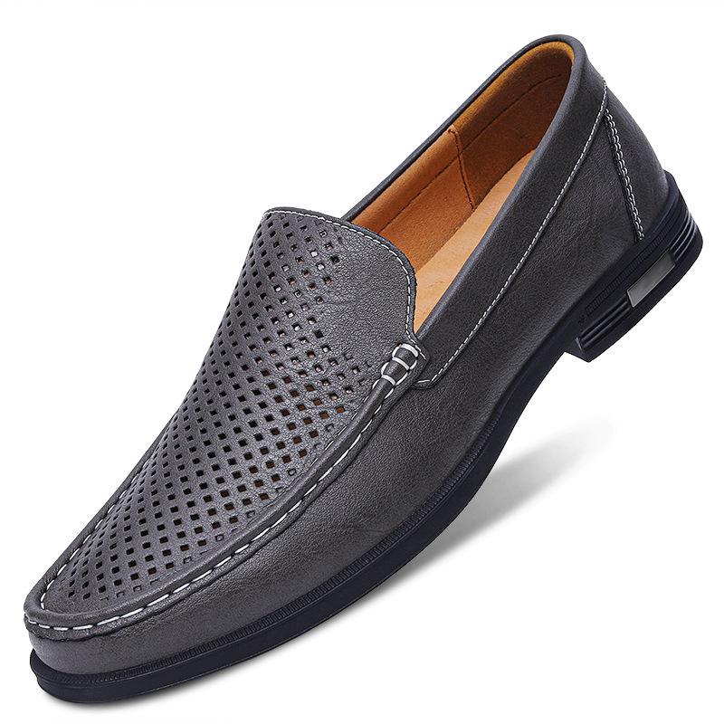Men s Size 46 White Leather Loafers - Breathable, Business Casual Slip-on Shoes