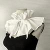 Vintage Victorian Ruffle Stand False Collar with Ribbon Tie Women Elegant Pleated Detachable Neck Ruff Decorative Shawl Cape