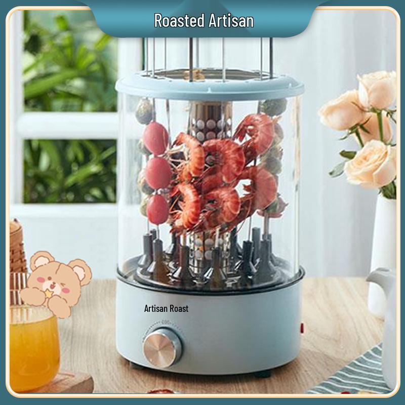 Electric Smokeless Indoor Rotating Skewer Grill with Temperature Control