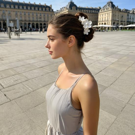 Hair Claw Three-Dimensional Flower Design Large Shark Clip Buns Half-Tied Hair Back Head Hair Claw Commuting Hair Accessories