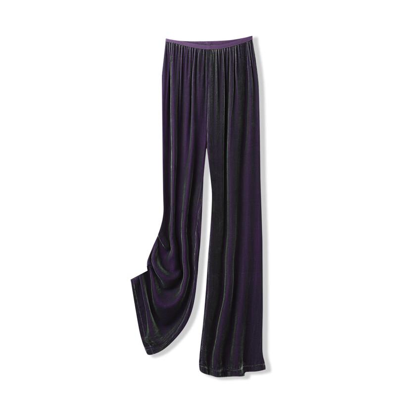 Women s Mulberry Silk Velvet Wide-Leg Pants S