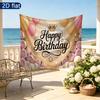 Pink Roses Birthday Party Backdrop, Polyester Banner for Wall Decor & Photo Booth