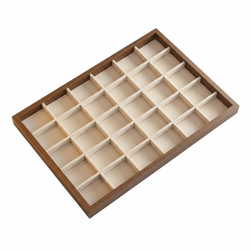 Walnut Wood Jewelry Storage Drawer 30 grid Jewelry Organizer Wood Grain Jewelry Tray Ring Storage