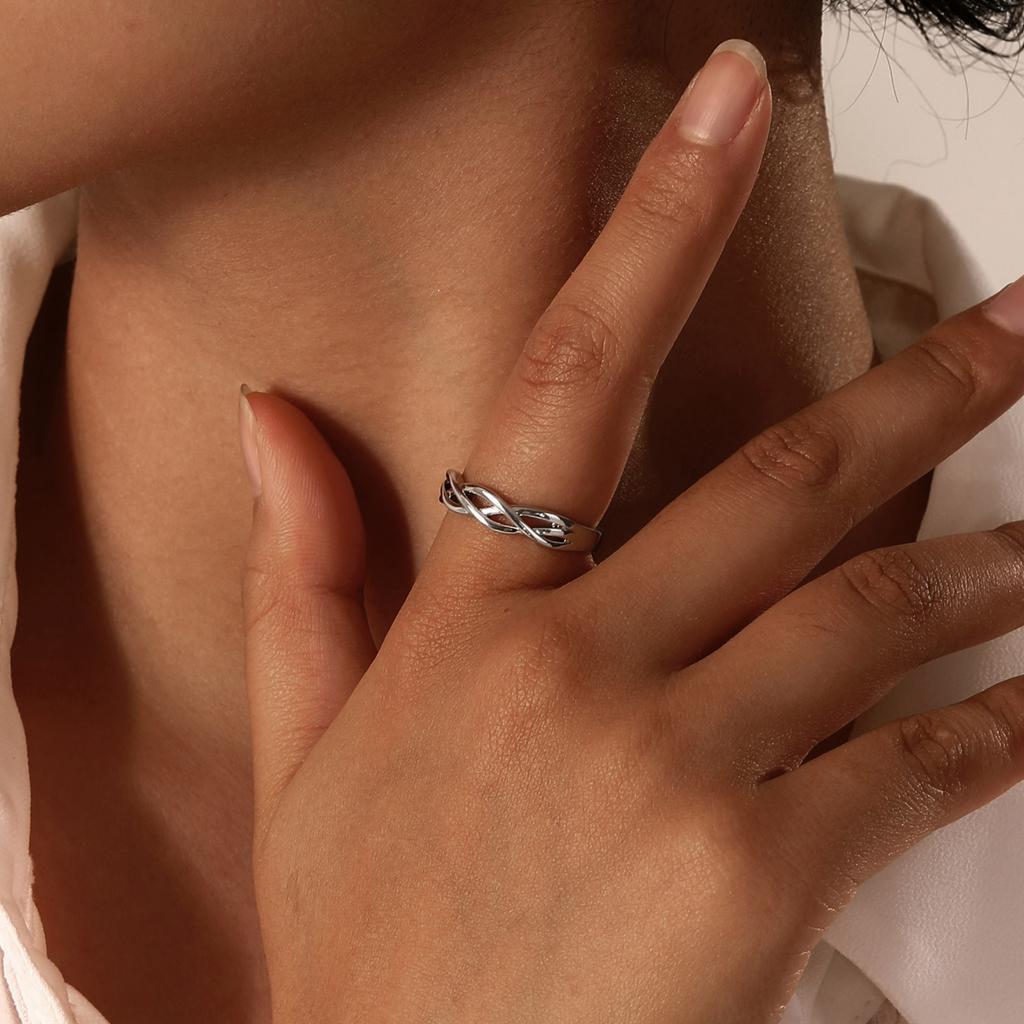 Fashion Twist Rings for Women,Silver Color Simple Stylish Girls Wedding Party Accessories,Daily Versatile Adjustable Jewelry