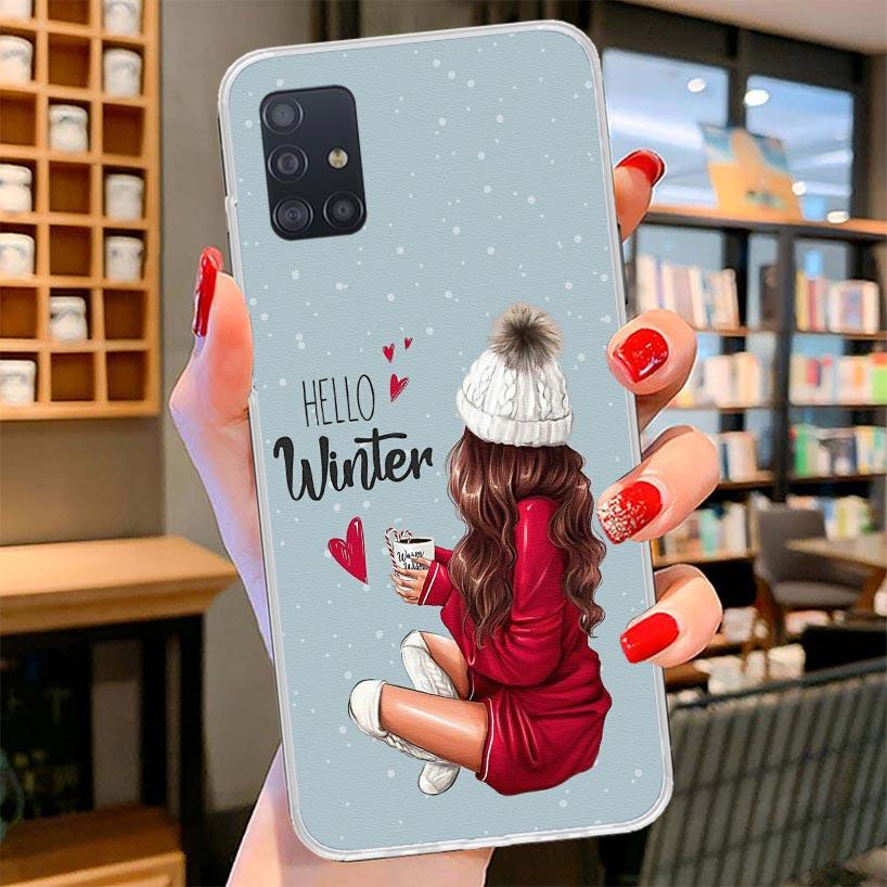 

Christmas Art Girls Coffee Cover Phone Case For Samsung Galaxy A12 A22 A32 A52 A72 A02S Phone Case Note 20 Ultra 10 S10 Plus A51 Samsung A51 4G