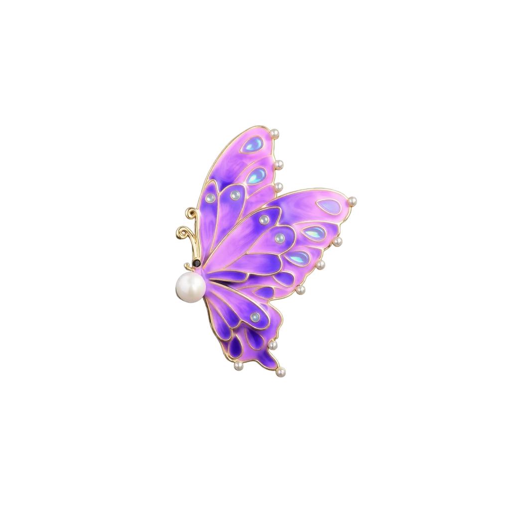 Elegant Butterfly Brooch with Cloud Pattern Enamel Pin for Qipao Hanfu Suit Accessories High-Quality Fashion Lapel Pin for Women