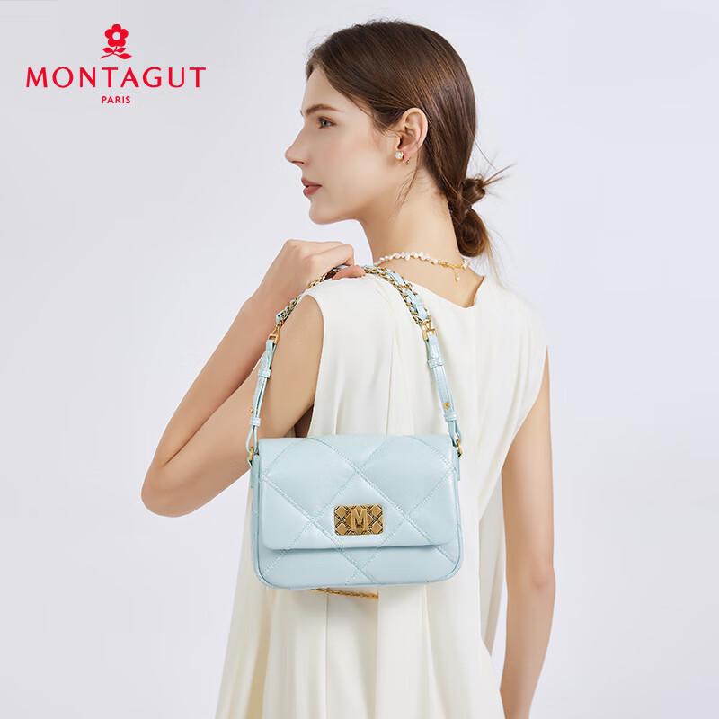 MONTAGUT Lambskin Diamond Quilted Chain Shoulder Bag