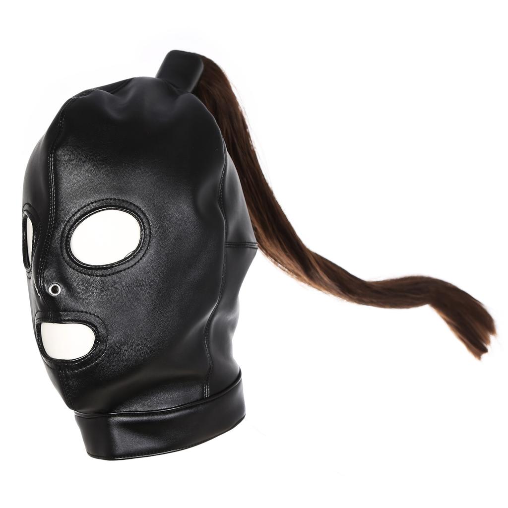 Sex toys head cover face with exposed eyes and mouth mask harness-shaped head cover wig mask sex toys