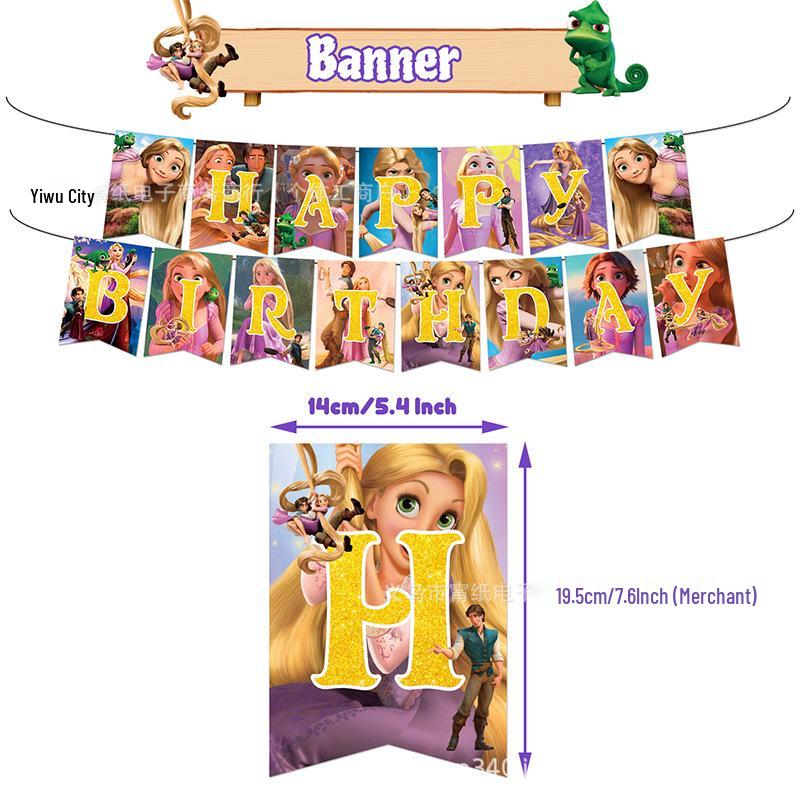 Set Festa per Capelli Principessa Fiabesca: Striscione, Decorazioni per Torta, Palloncini & Spirali