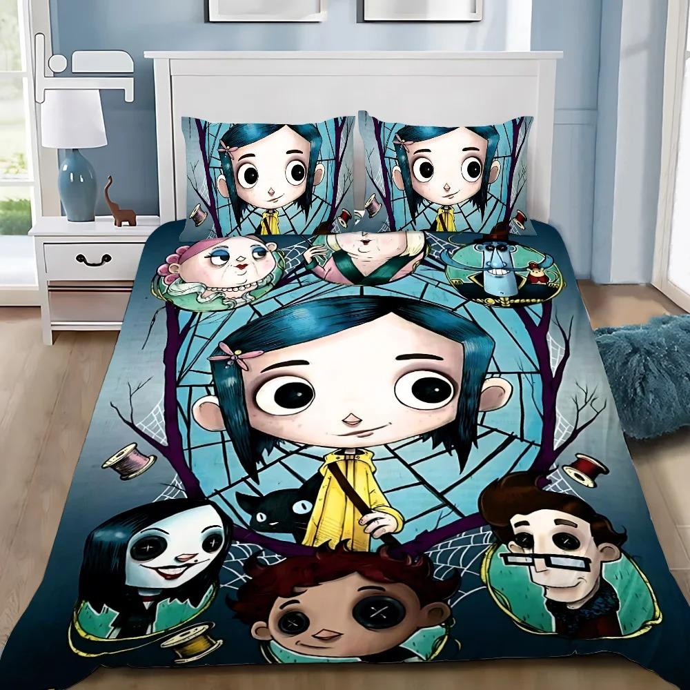 Duvet Cover Pillowcase Bedding Set Horror Film C-Coralines Boy Girl Bedroom Decoration Children Gift Single Double Large Size