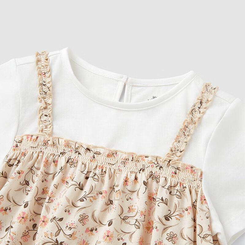 YEEHOO Girl's Faux Two-Piece Cotton Short Sleeve T-Shirt