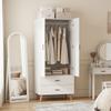 Bedroom Wardrobe, 2 Soft-Close Doors, 2 Drawers, Hanging Rail, 80 x 54 x 180 cm, White