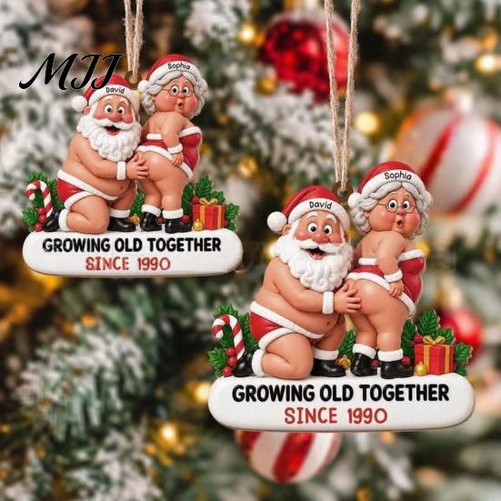 Hanging Wood Craft Decorations Wooden Christmas Tree Ornaments, Funny Santa Claus Pendant with Decorative Holiday Party Favors Rope for Home Decor and