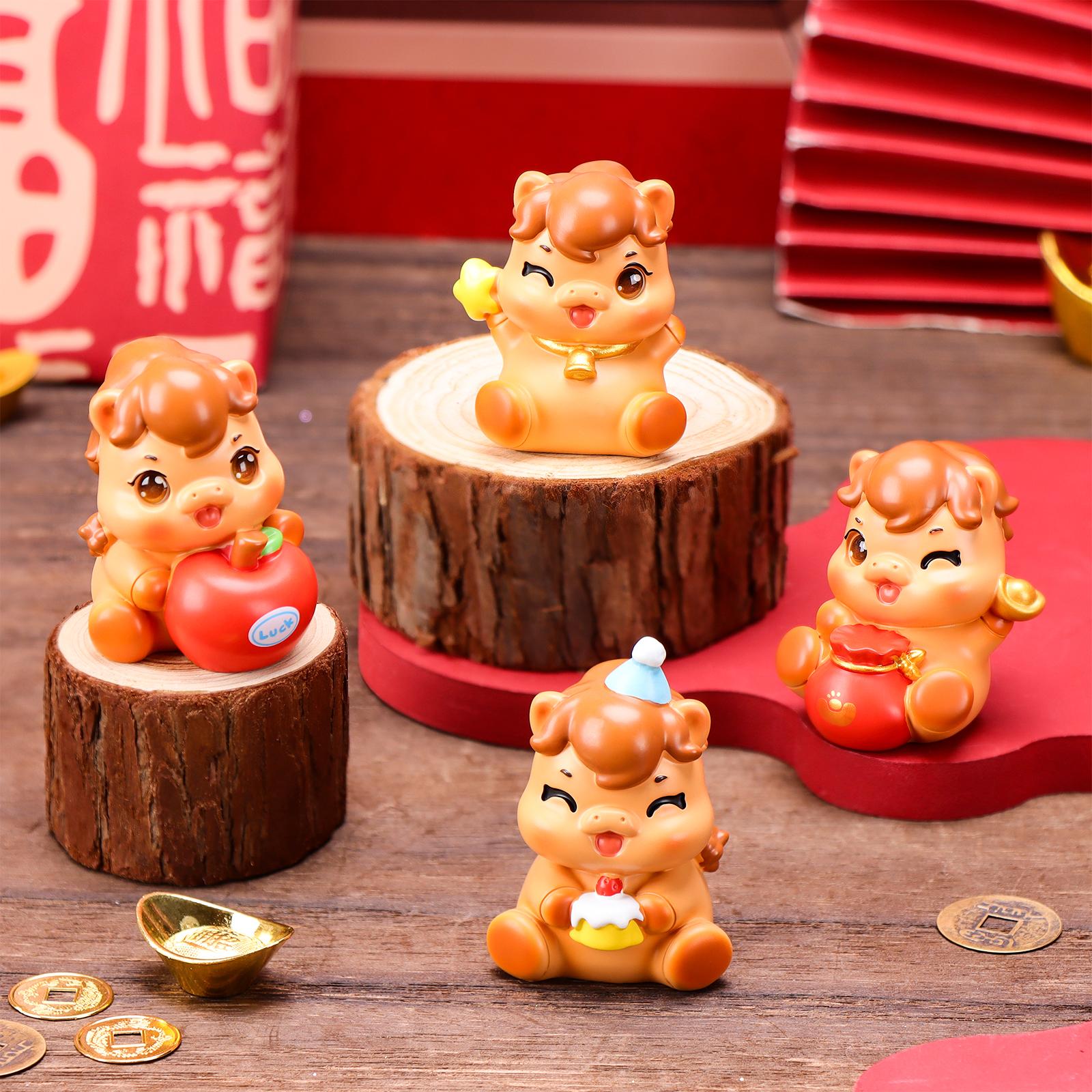 

4 Pcs Chinese New Year Horse Figurines Mini Resin Zodiac Statues Year Of The Horse Figures Cute Wealth Luck Micro Landscape Ornam 1