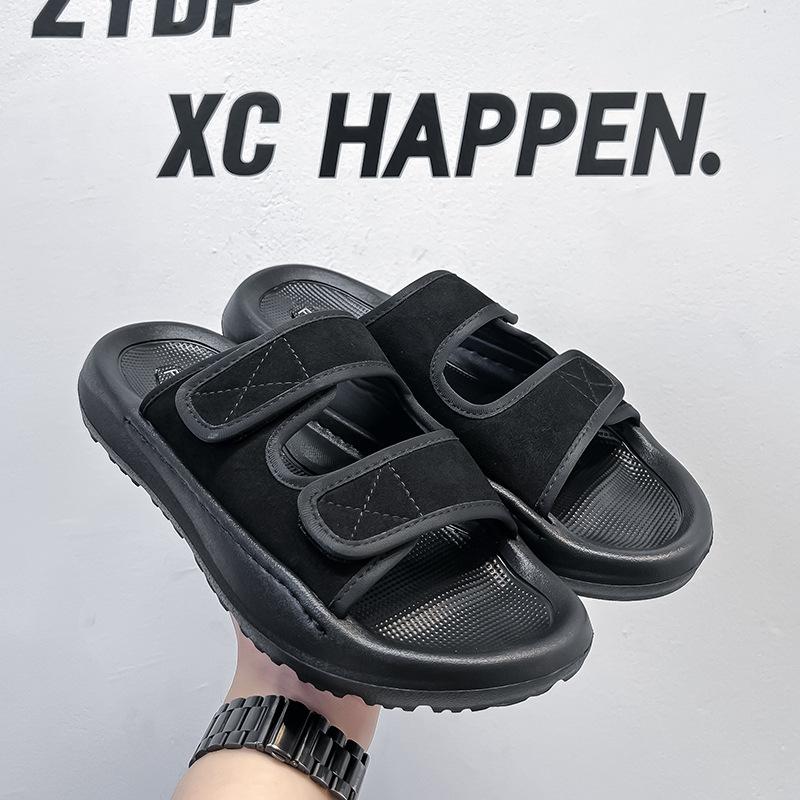 New sandals men's outdoor two wear non-slip casual wind one-word drag outside wear shit-stepping beach shoes 371221-R