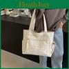 Stylish Aesthetic Canvas Tote Bag For Women In Black Green Cream And Khaki Colors