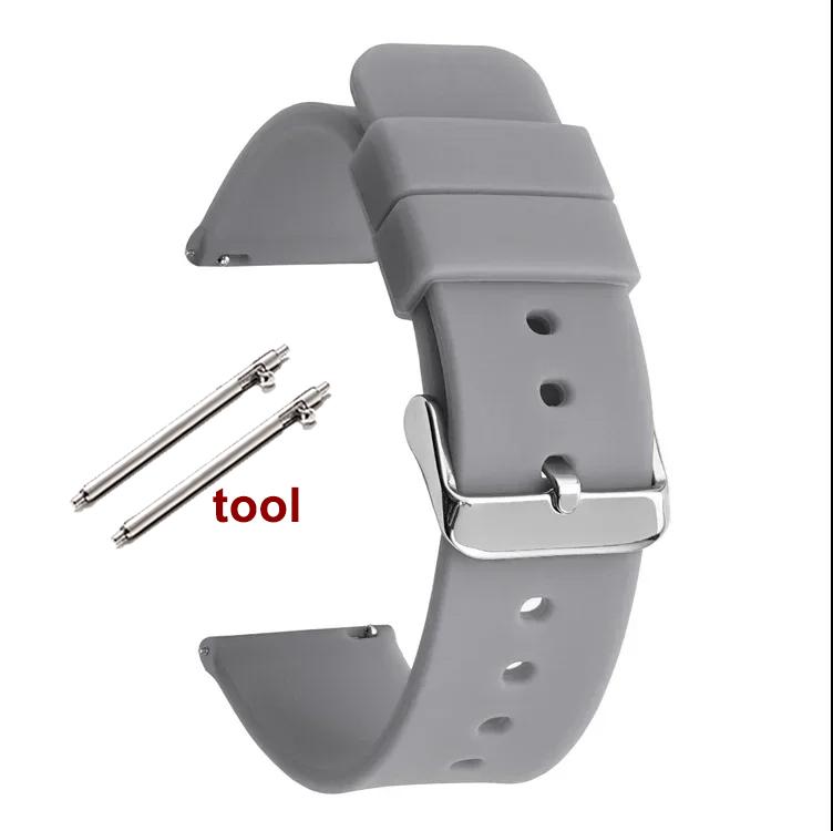 Bracelet Silicone à Libération Rapide 12/14/16mm 18mm 20mm 22mm 24mm Étanche Caoutchouc Bracelet pour Montre Connectée Huawei GT2/GT3