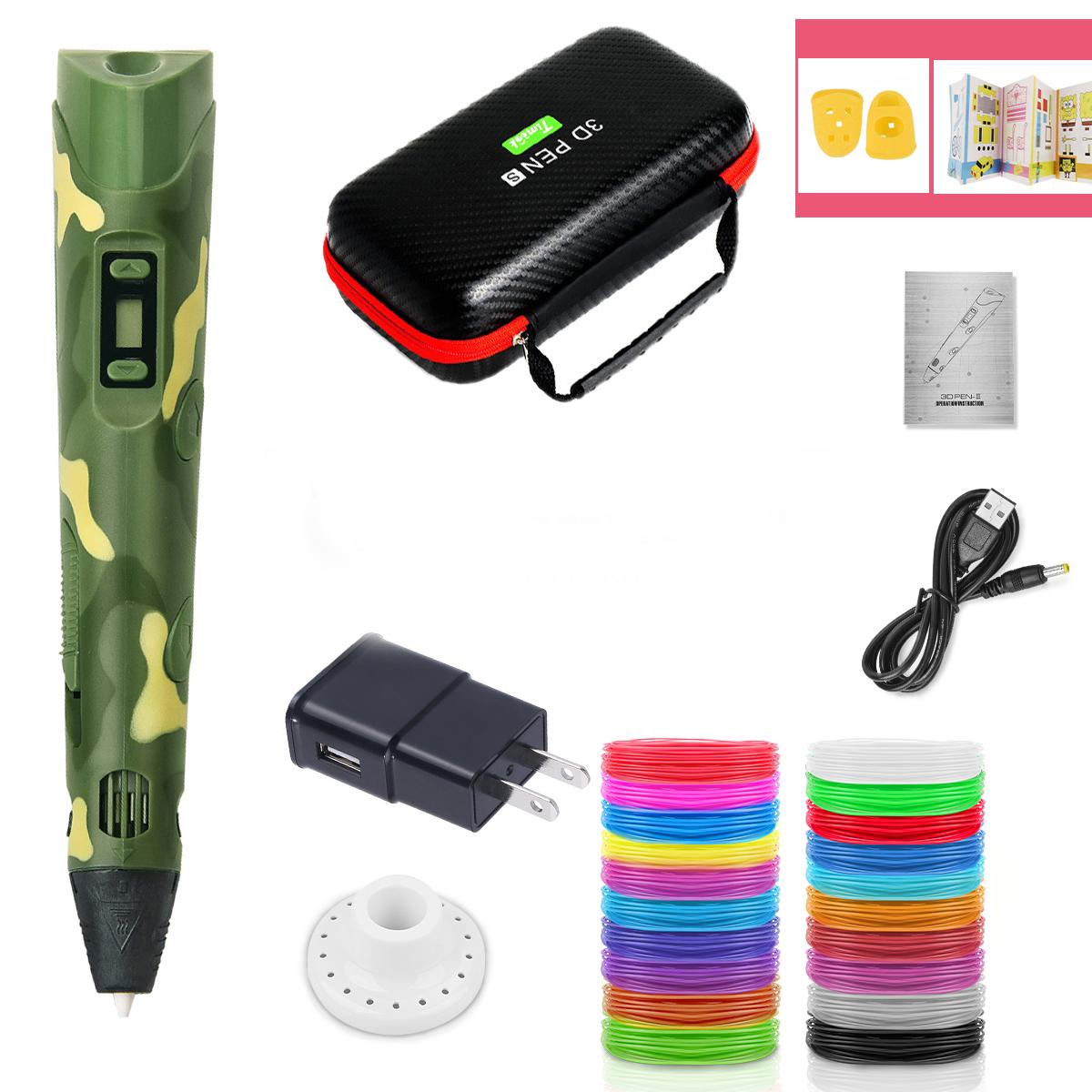 

3D-ручка для детей, 3D-ручки для печати «сделай сам», карандаши для рисования с чехлом на нити PLA, новинка, подарок для детей, подарок на день рождения Camouflage 5Meter and 20 color US standard (PLA)