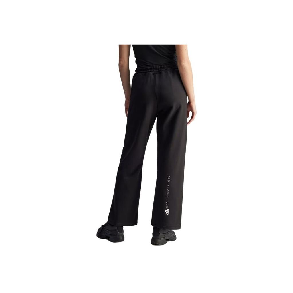 Adidas By Stella McCartney High-Waisted Drawstring Logo Straight Leg Knit Sports Pants Women pants Black JJ0102