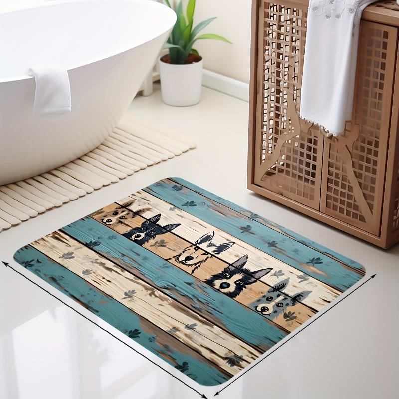 Non Slip Dog Paw Print Farm Turquoise Door Mat Bathroom Rug Standing Floor Room Bathmat Small Shower Carpet Home Decor Essential