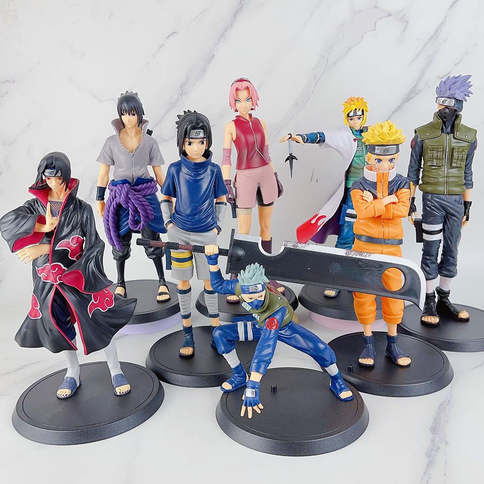 20cm Bandai Naruto Anime Figürü Shippuden Uchiha Sasuke Hatake Kakashi Namikaze Minato Aksiyon Figürü Koleksiyon Model Oyuncaklar Hediyeler
