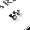 Men's stud earrings punk style personality black titanium steel stud earrings hip hop high sense trendy men Roman digital earrings