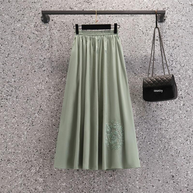 Modern Chinese Tang Suit Hanfu Tea Set: Seven-Sleeve Embroidered Skirt Outfit for Summer