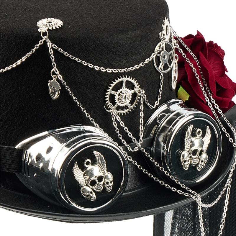 Victorian Style Mesh Caps Gothic Headpiece Adjustable Goggles Headwear Costume Accessories For Theme Parties Halloween