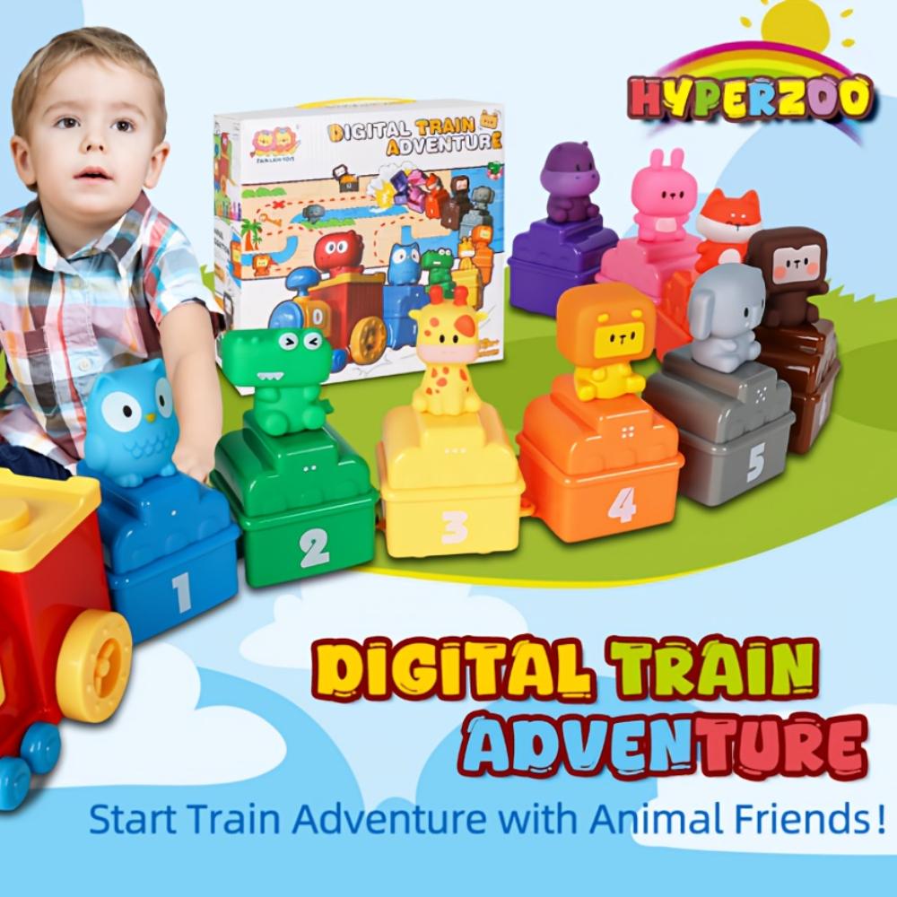 Toddler Learning Toy for Infants Aged 18 Months, Cognitive Dinosaur Number Train Learning Toy, Soft Gel Dinosaur Finger Puppets,Christmas Gifts