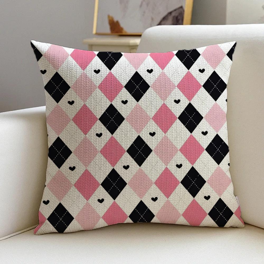 R-Rhombus Lattice Cushion Cover Cushion Cover Pillowcase, Anti-Mite Invisible Zipper, Linen Sofa Cushion
