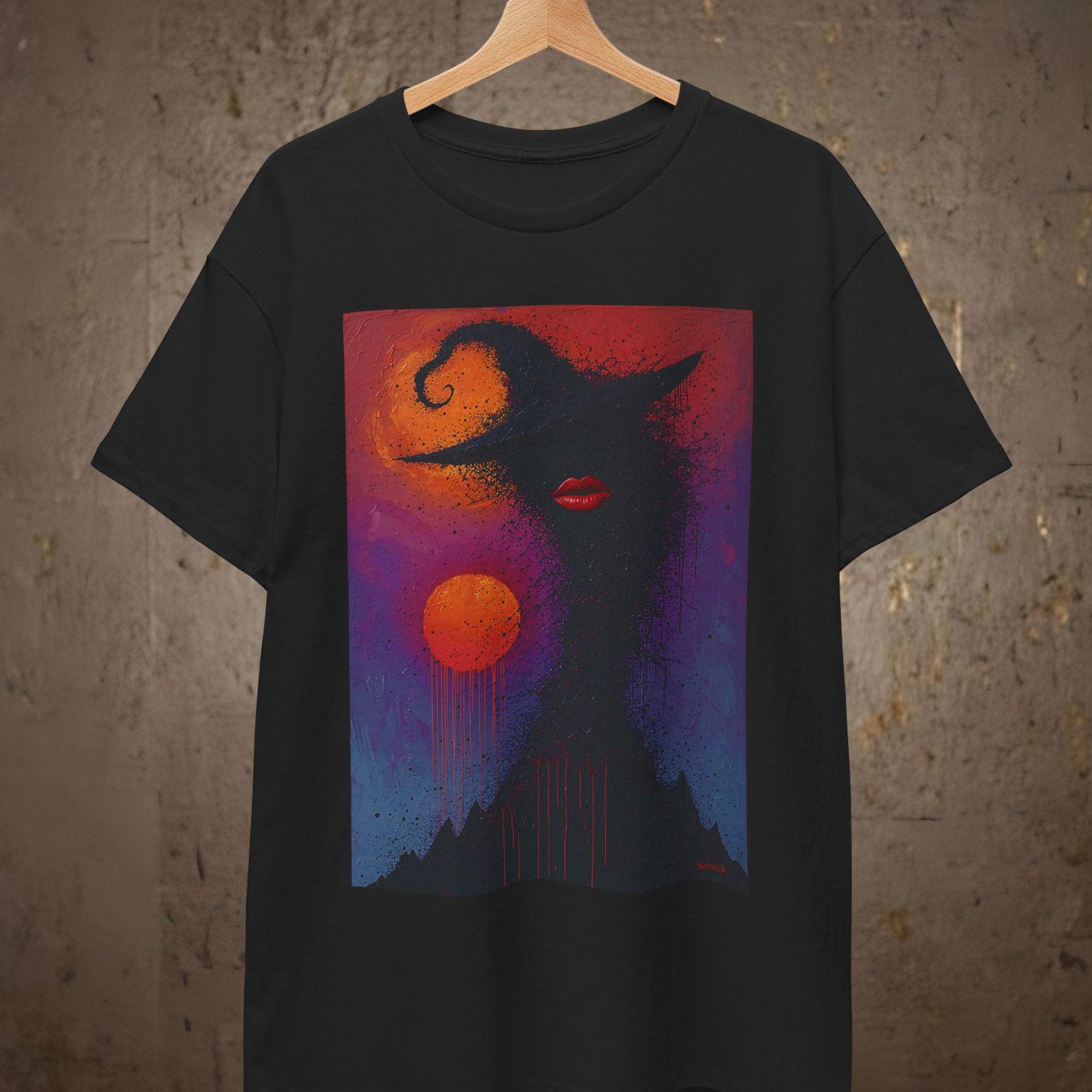 Witch Silhouette T shirt | Halloween Twilight Illustration XL
