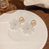 Silver Needle Holiday Wind White Flower Earrings Female Super Fairy Small Fresh Design Stud Earrings Spring Summer Ears