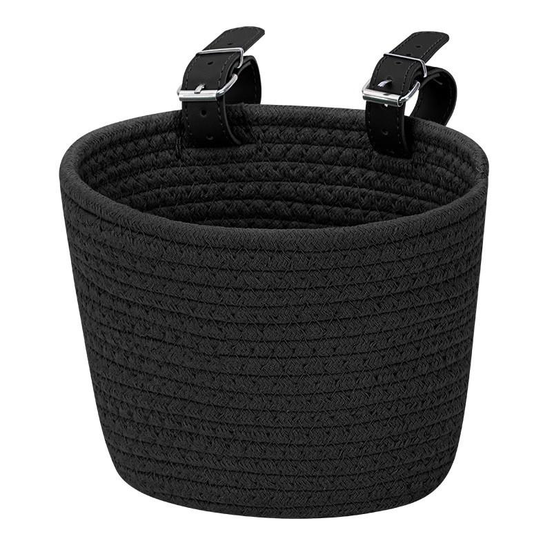 Handwoven Cotton Bike Basket Kids Foldable Front Snacks Toys Storage