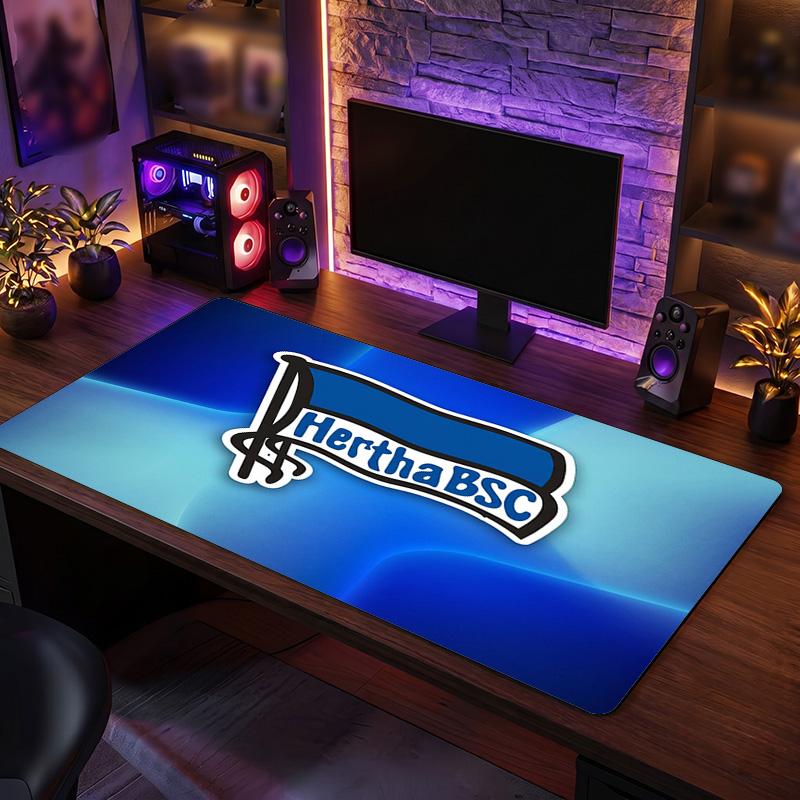 Tappetino per Mouse a Tema Hertha BSC FC, Tappetino XXL per Scrivania da Gioco con Logo Calcistico, Tappetino Antiscivolo per Mouse del Computer
