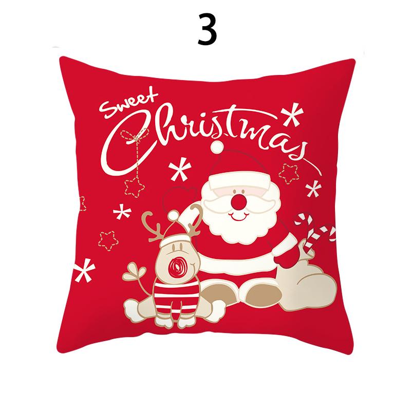 Merry Christmas Cushion Cover Xmas Pillowcase Happy New Year Navidad Santa Claus Red Pillow Cover Ornament Gifts Home Decor