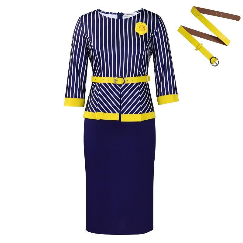 Dámské podzimní nové módní temperamentní patchworkové šaty na zadek