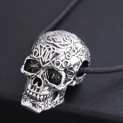 Hip-hop Men's Domineering Retro Wax Rope Neck Chain, Personalized Skull Men's Necklace.