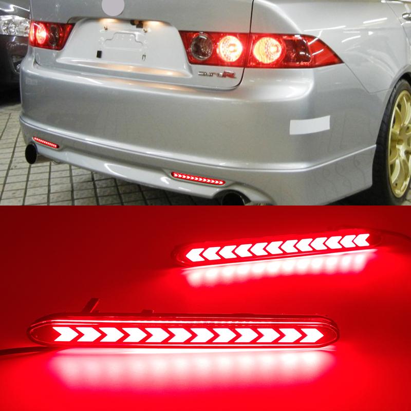 Car Flashing 1 Pair Auto LED Rear Bumper Reflector Light For Honda Acura TSX For Accord Odyssey CR-V Element Brake Lamp Foglight