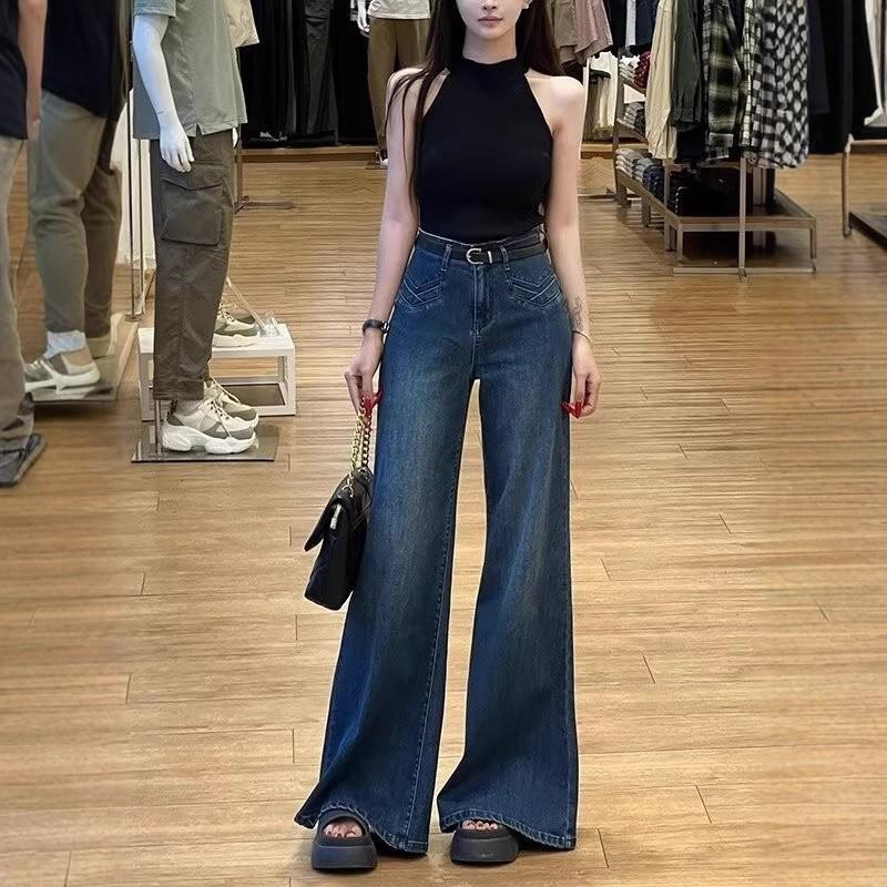 

Women s High Waist Retro Micro Flare Jeans - 2025 Spring/Autumn: Slim, Loose-Fit, Wide-Leg, Non-Clingy Pants XL