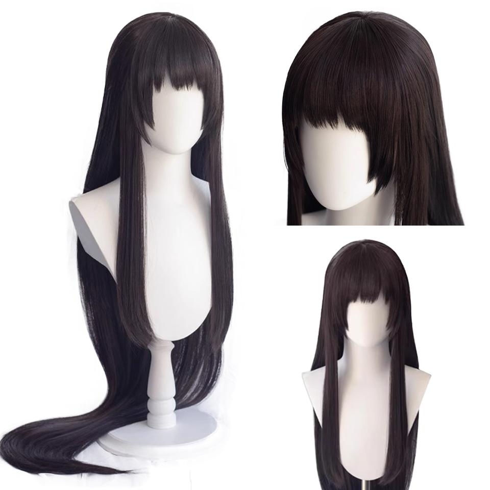 WTB Black Long Straight Synthetic Wig Game Honor Of Kings- Xi Shi Cosplay Cartoon Wig Straight Bangs Long Straight Wig