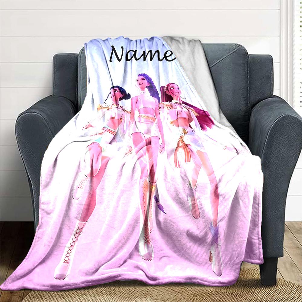 Customizable KPop Demon Hunters31 Throw Blanket – Personalized Name, All-Season Cozy Snug Blanket, Machine Washable, Personalized Blanket