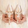 Moda Estilo Europeo Americano moda seda de lujo ligero, flores sexys, boda, cena, no roza los pies, zapatos de tacón alto para mujer