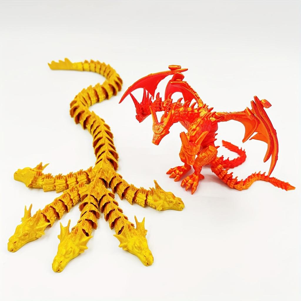 3D printed five headed dragon+three headed dragon combination statue model home decoration Easter gift creative trendy figurine