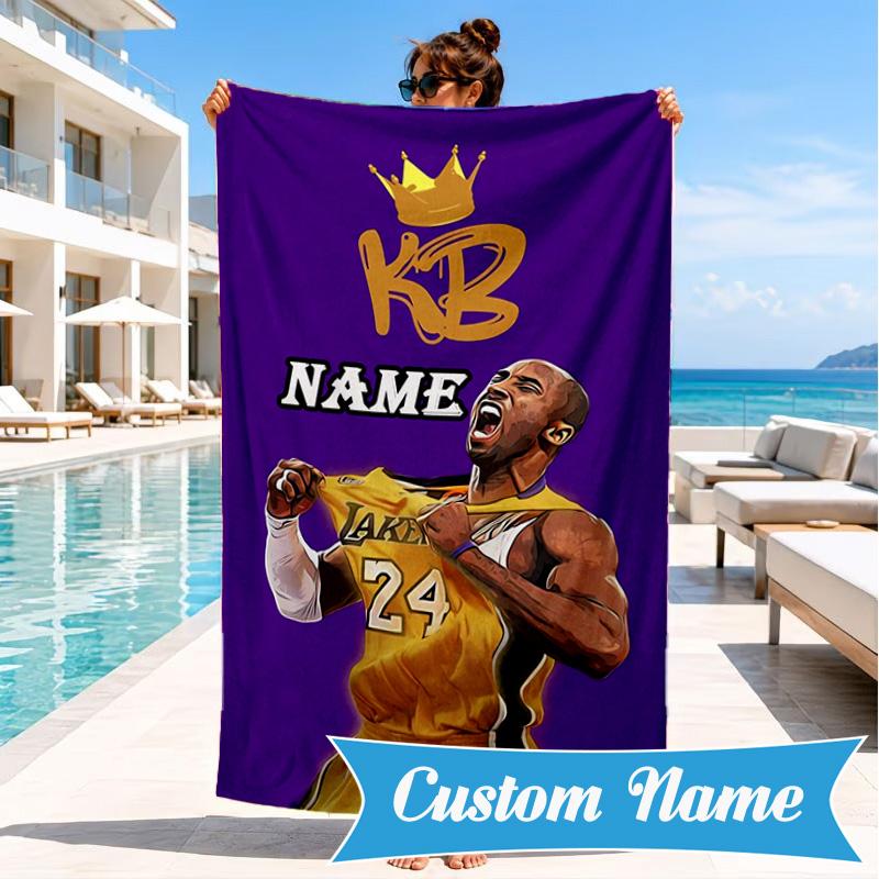 Asciugamano da Spiaggia Personalizzato con i Numeri della Legacy di Kobe Bryant, Asciugamano da Spiaggia in Microfibra, Leggero e Asciugatura Rapida, per Viaggi Estivi, Regalo per Piscina