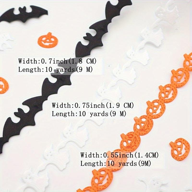 10 Yards Halloween Lace Ribbon Set ,Pumpkin Bat Ghost Pattern | Craft Trim for Gift Wrapping and Party Decorations webbing strap