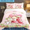 Straw-berry Sweet Moment 3pcs Bedding Set,Including 1pc Duvet Cover And 2pcs Pillowcases Perfect Gift for Christmas,Ideal for Bedroom, Dormitory
