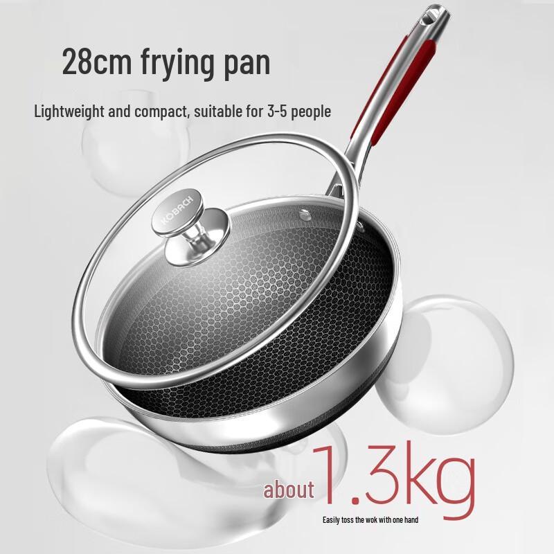 KOBACH 28cm 316L Stainless Steel Honeycomb Stir-Fry Pan